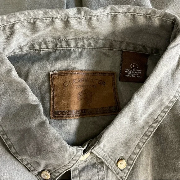 Clearwater Outfitters Mens Olive Khaki Green Long Sleeve Outdoorsman Casual Top - Picture 10 of 10